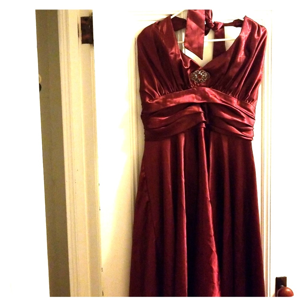 Deep red satin Marilyn Monroe dress